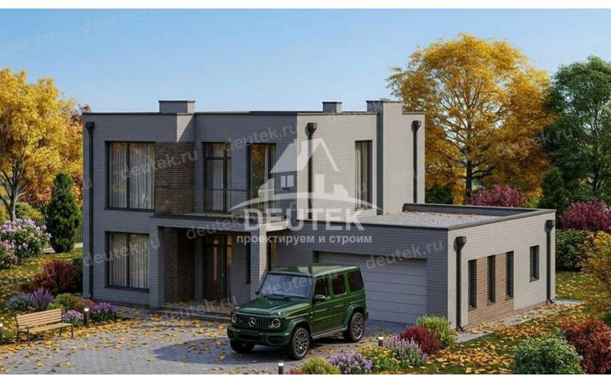 Проект двухэтажного дома 226 м² — 4 спальни, гараж на 2 авто и терраса - LK-570