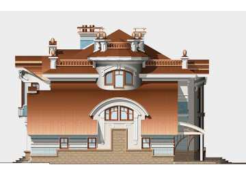 Проект узкого трёхэтажного дома из кирпича в стиле барокко с цокольным этажом и двухместным гаражом, с площадью до 650 кв м  PA-45