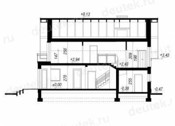 Проект двухэтажного дома с жилой мансардой и гаражом  SM-4 SM-4