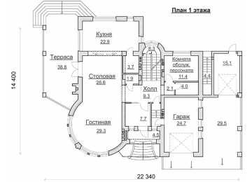 Проект узкого трёхэтажного дома из кирпича в стиле барокко с цокольным этажом и одноместным гаражом, с площадью до 400 кв м  PA-25