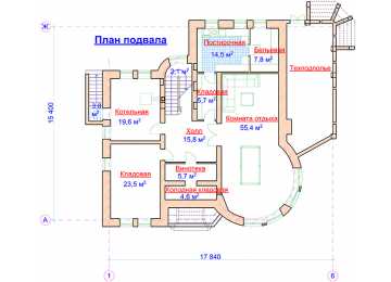 Проект трёхэтажного дома из кирпича в стиле барокко с цокольным этажом и эркерами, с площадью до 400 кв м  PA-43