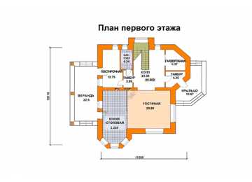 Проект двухэтажного жилого дома в европейском стиле с верандой KVR-24