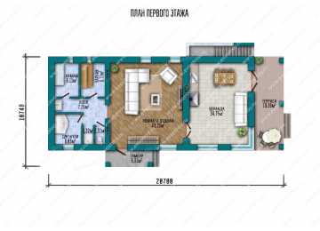 проект узкой одноэтажного бани с размерами 21 м на 11 м LK-44