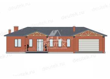 Проект узкого одноэтажного дома с двухместным гаражом - LK-377