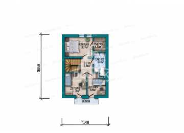  Проект дома площадью 111 м² с мансардой — 3 спальни, кабинет, терраса и балкон - LK-552