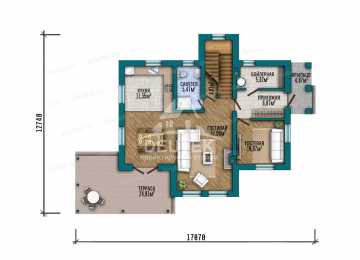 Проект одноэтажного дома 178,85 м² — 4 спальни, терраса и балкон - LK-577