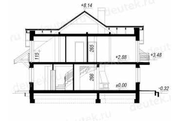 Проект европейского дома с мансардой и камином 6 на 11 метров DTA100123