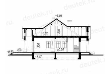 Проект европейского дома с мансардой и камином 11 на 18 метров DTA100200