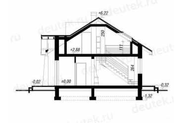 Проект европейского дома с мансардой и камином 8 на 8 метров DTA10050