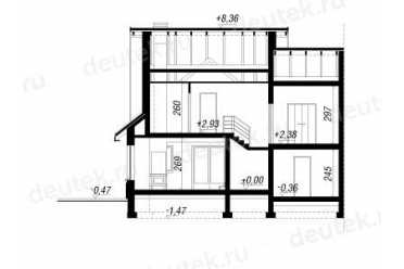 Проект европейского дома с мансардой и гаражом 11 на 11 метров DTA10067