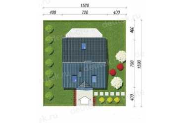 Проект европейского дома с мансардой и камином 7 на 7 метров DTA10071