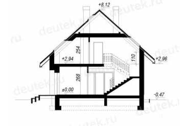 Проект европейского дома с мансардой и камином 9 на 10 метров DTA10089