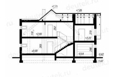 Проект двухэтажного дома из керамоблоков с мансардой и одноместным гаражом DTV100118