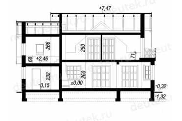 Проект двухэтажного дома из керамоблоков с мансардой и одноместным гаражом DTV100157