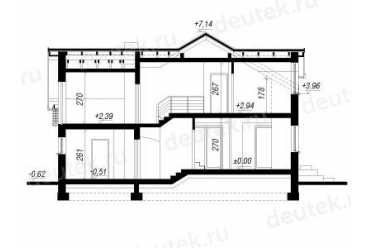 Проект двухэтажного дома из керамоблоков с мансардой и одноместным гаражом DTV100163