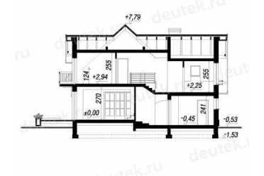 Проект двухэтажного дома из керамоблоков с мансардой и одноместным гаражом DTV100174