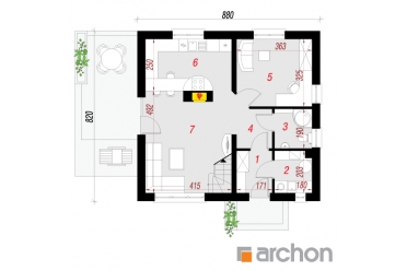 Проект дома с мансардой и террасой 8 на 8  DT0427