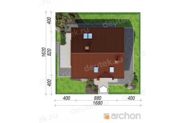 Проект дома с мансардой и террасой 8 на 8  DT0427