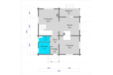 Проект деревянного дома до 150 кв м DTW0001
