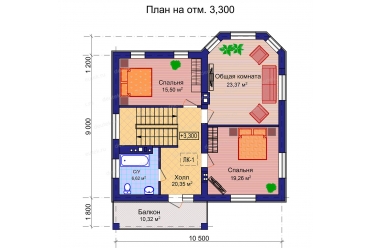 Проект двухэтажного дома из газобетона DT0247