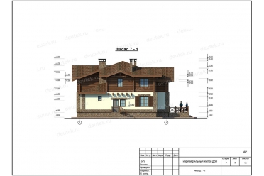 Комбинированный дом из кирпича и бруса DT0289