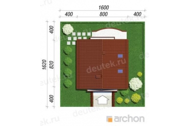 Проект дома с камином и террасой 8х8 DT0615