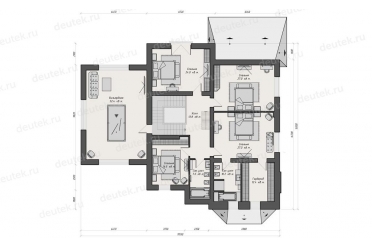 Проект дома с двумя террасами и 4 спальнями DT0617