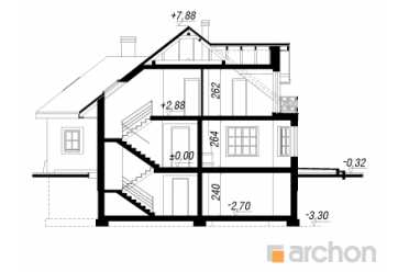 Проект дома с гаражом, мансардой и цоколем DT0662