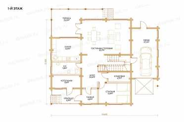 Проект дома из бруса с гаражом и сауной DTW0077