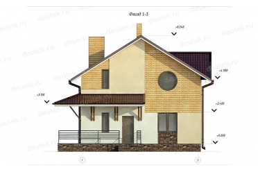 Проект коттеджа с мансардой и круглым окном DT0484