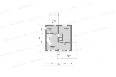 Проект коттеджа с балконом 8 на 8 DT0485