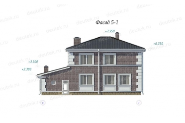 Проект дома с гаражом из красного кирпича DT0526