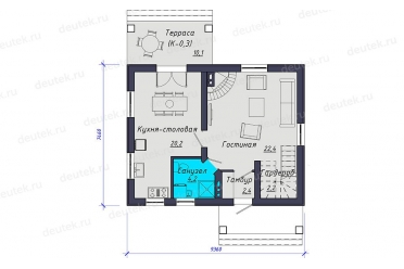 Проект дома с простой планировкой 9 на 7 DT0530